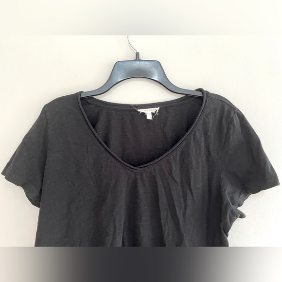 Eileen Fisher 100% Cotton Black Scoop Neck Short Sleeved T-Shirt, size L - Picture 3 of 6